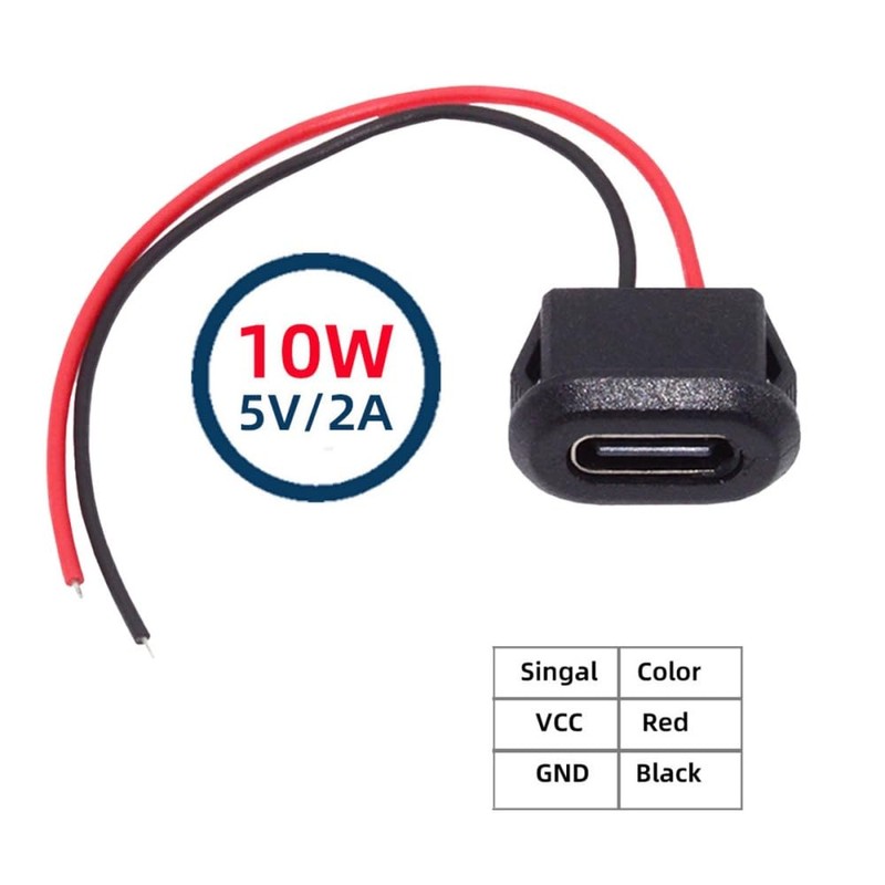 cablecc 2pcs Type-C USB-C DIY OEM Female Socket to 2Pin