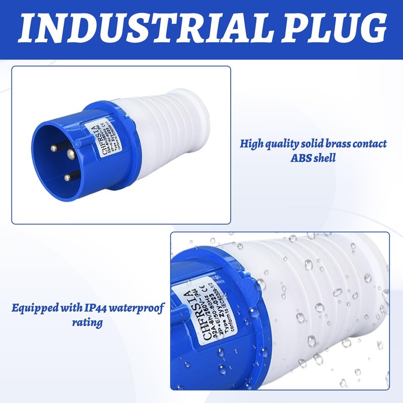 32Amp Socket, 2 Pcs 32Amp Plug Socket, 3 Pin Waterproof