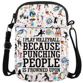 WCGXKO Volleyball Gift Volleyball Lover Messenger Pouch Volleyball Crossbody Bag Volleyball Player Bag (PLAY VOLLEYBALL CR)