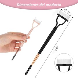 Mythya Peine de Pestañas 2 en 1, Separador de Pestañas Plegable, Rizador de Pestañas, Aplicador de Rímel, Cepillo para Pestañas y Cejas, Negro, 2 Piezas