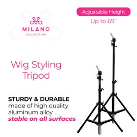 Deluxe Metal Professional Cosmetology Wig Styling Tripod Extra Strength up to 69" High Includes Carrying Case