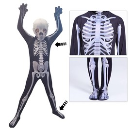 Giyomi Halloween Kids Skull Cosplay Costume, Horror Style, Kids Skull Suit, Boys, Skull, Ghosted, Skeleton Style, Horror, Costume, Cute, Skull Full Body Tights, Skull Children's Clothing, Event,