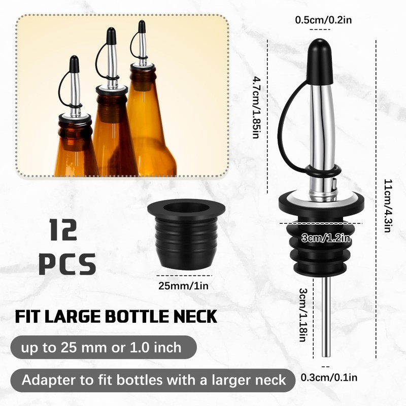 Tioncy 12 Sets Liquor Pour Spout with Adapters for Oversized