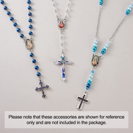 Pandahall 10 Sets Alloy Crucifix Cross Pendants Enamel Rosary Cross Charms Antique Silver Crosses Connector Charms for Rosary Bead Necklace Bracelet Jewelry Making