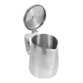 Operitacx Stainless Steel Latte Art Cup Lid Straw 350ml Milk Frothing Pitcher for Coffee