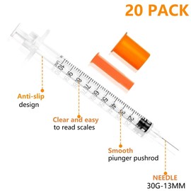 20 Pack 1ml/cc 30 Gauge 1/2 Inch Measuring dispensing Tools, Individually Sealed Packed