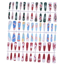 FRCOLOR 3pcs Christmas Full Cover False Nails Festive Patterns Removable Jelly Nail Tips for Stylish Manicure for Parties and Daily Wear Random Style