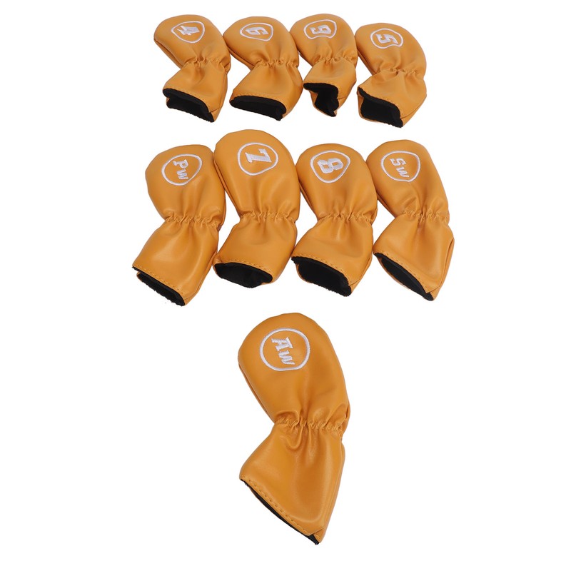 9pcs Golf Club Cover PU Leather Stylish Portable Golf Head
