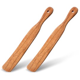 Yuomeaz 2 Pcs Wooden Spurtle, 11 in Acacia Wood Sourdough Spatula, Skinny for Sourdough Starter, Flat Sourdoughes Stirring Stick for Jar Baking, Spreading Cream, Jam, Canning