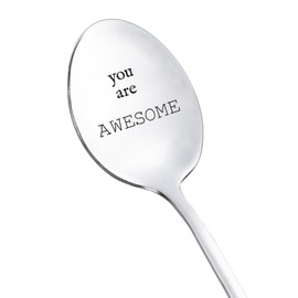 RFTWXHPN Christmas Birthday Gift Spoons for Women Men Inspirational Gifts for Teens You are Awesome Gift Spoon for Niece Grandson Encouragement Gifts for Husband Mom Coffee Tea Spoon