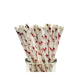 200 Pcs Disposable Straws, Party Straws, Biodegradable Paper Straws for Juices, Shakes, Smoothies, Birthday Party Baby Shower Supplies (Flamingo White)
