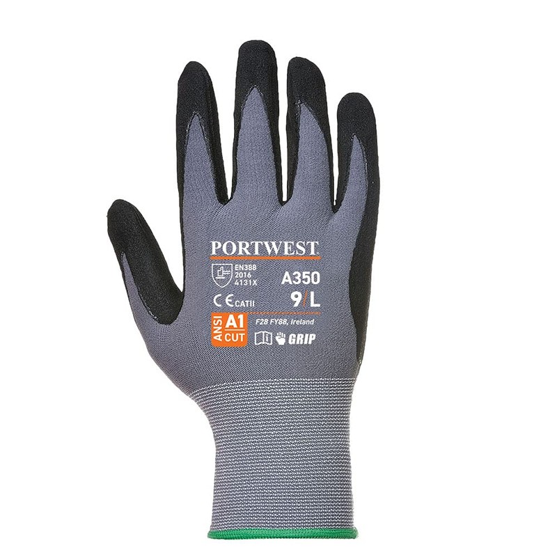 Portwest A350 Nitrile Sandy Grip Glove 15 Gauge Nylon Lightweight