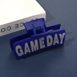PHALIN Game Day Hair Clip for Women 4 inches Sport Football Hair Claw Blue White Acrylic Claw Clips Football Mom Hair Accessories Game Day Outfits Sport Party Favors Gifts