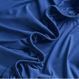 VelvetHome topper fitted sheet, 180 x 200 cm, 100% combed cotton, brand quality, Oeko-Tex 100, jersey bed sheet, 180 x 200 cm, navy