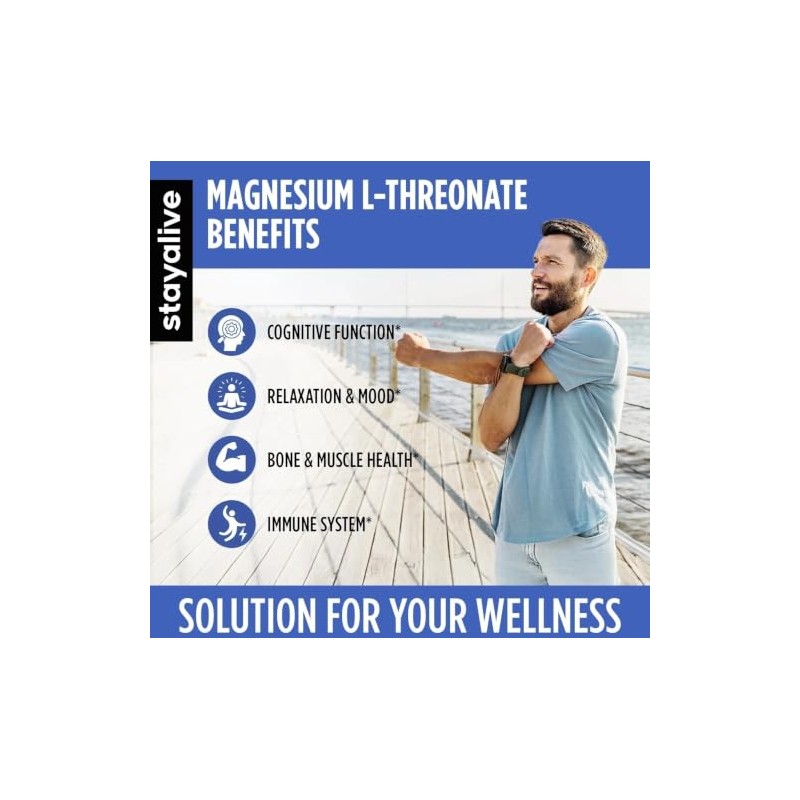 VITA PHARMA Magnesium L-Threonate 1000mg 120 Tablets | Magnesium Supplement