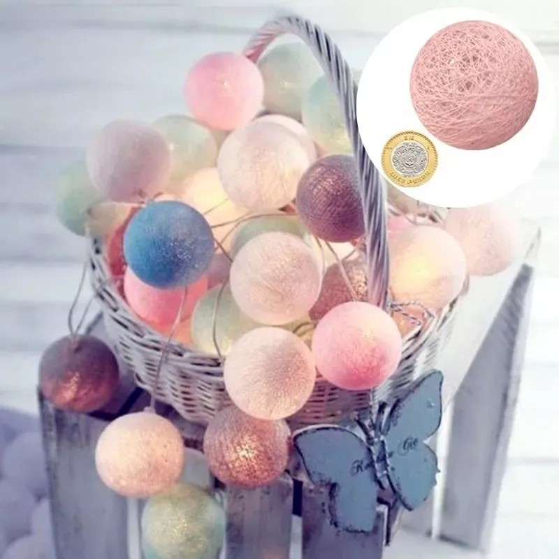 Misorel Serie Luces Eventos Fiesta 20 Esferas Grandes Algodón Bola