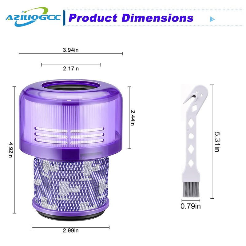 Aziliogcc Vacuum Filter Replacement for Dyson V11 V15, Purple, 2