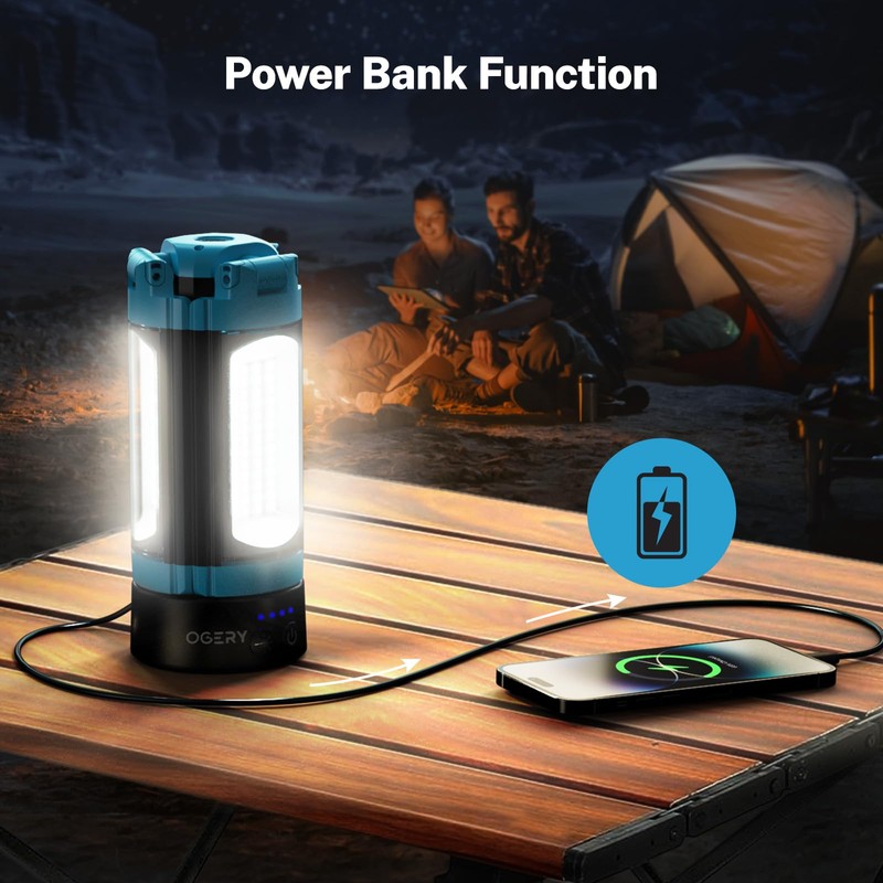 OGERY Rechargeable 10000mAh Camping Light with Stand 6.5 ft Max
