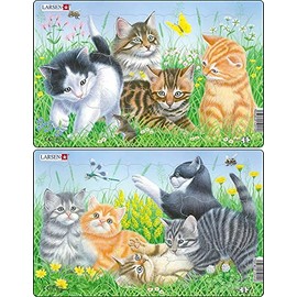 Larsen Set of 2 frame puzzles, 10 pieces, 28 x 18 cm, kitten
