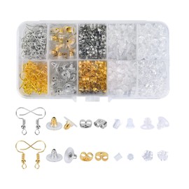 Olylkx 1100pcs Earring Backs, Earring Hooks, Earring Backings, Earring Back Pads Stopper for Making Findings Parts Jewelry DIY Supplies Kits