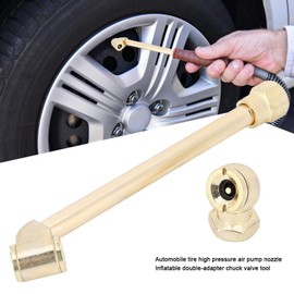 Air Chuck, 1/4 Inch Internal Thread Brass Tire Valve Stem Tool, Double Adapter Tire Inflator Accessory for Bicycles, Car, Motorcycles, Off-road Vehicles, Trucks, Forklifts, Ships