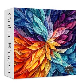 Gradient Puzzles for Adults 1000 Pieces, PICKFORU Colorful Rainbow Puzzle Art Painting, Difficult Paper Cut Flower Theme as Wall Decor
