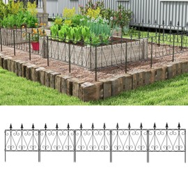 kinbor 5 Pack Garden Fence No Dig Fencing Metal Rustproof Panel Border Animal Barrier
