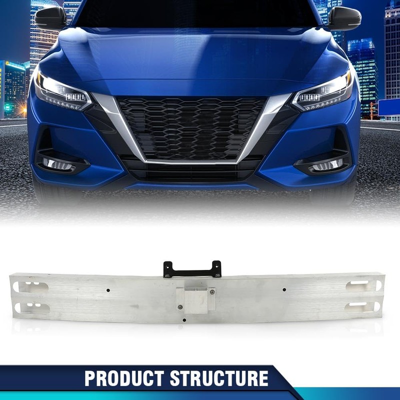 PIT66 Front Bumper Reinforcement Impact Bar Silver Compatible with Nissan