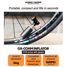 GORIX Bike Portable Pump Bicycle Air Pump CO2 inflator with Air Gauge Cylinder-Type CO2 Head Presta Schraeder (GX-COHM)
