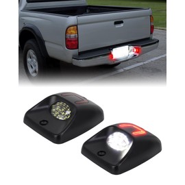 LED License Plate Lights Compatible with Toyota Tacoma 1995-2004, LED Tag Lamp Assembly for T100 1992-1998, Pickup Truck White&Red U-Shaped Rear Tag Lamps Running Parking Light, Pack of 2