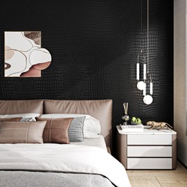 WESTICK Black Wallpaper Textured Alligator Wallpaper for Bedroom 15.75" x 394" Removable Wallpaper Peel and Stick Crocodile Contact Paper for Walls Bathroom Camper RV Countertops Cabinet Vinyl Roll