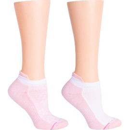 Dr. Motion Calcetines de compresión de corte bajo para mujer, paquete de 2, Pale Salmon/White Tri Color Dots, Talla única