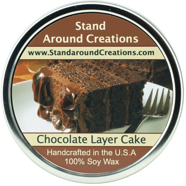 Premium 100% All Natural Soy Wax Aromatherapy Candle - 16oz Tin - Scent:Chocolate Layer Cake: A wonderfully delicious fragrance that smells like a dark rich, moist chocolate cake with thick, creamy fudge icing.