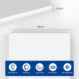 EASY EAGLE LED Flat Ceiling Light, 6500 K, 24 W, 2400 LM, Square Kitchen Lamp, Ceiling Light, Square Panel, IP44 Bathroom Lamp for Bedroom, Hallway, Kitchen, Dining Room, Diameter 18 cm