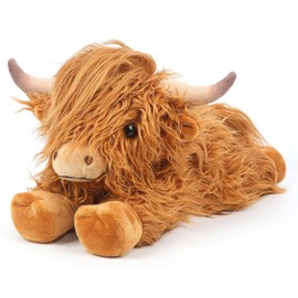 Cuckool Highland Cow Stuffed Animals, Adorable Fluffy Plush Stuffed Animal Highland Cattle, Cute Soft Plushie Highland Cow Toys for Kids Adults & Children Boys Girls Gifts, 15 Inches