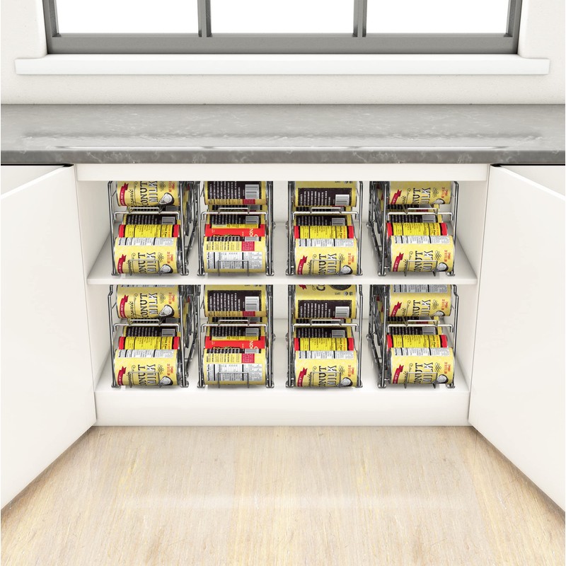 Simple Houseware Front Loading Can Dispenser, 4 Pack, Chrome