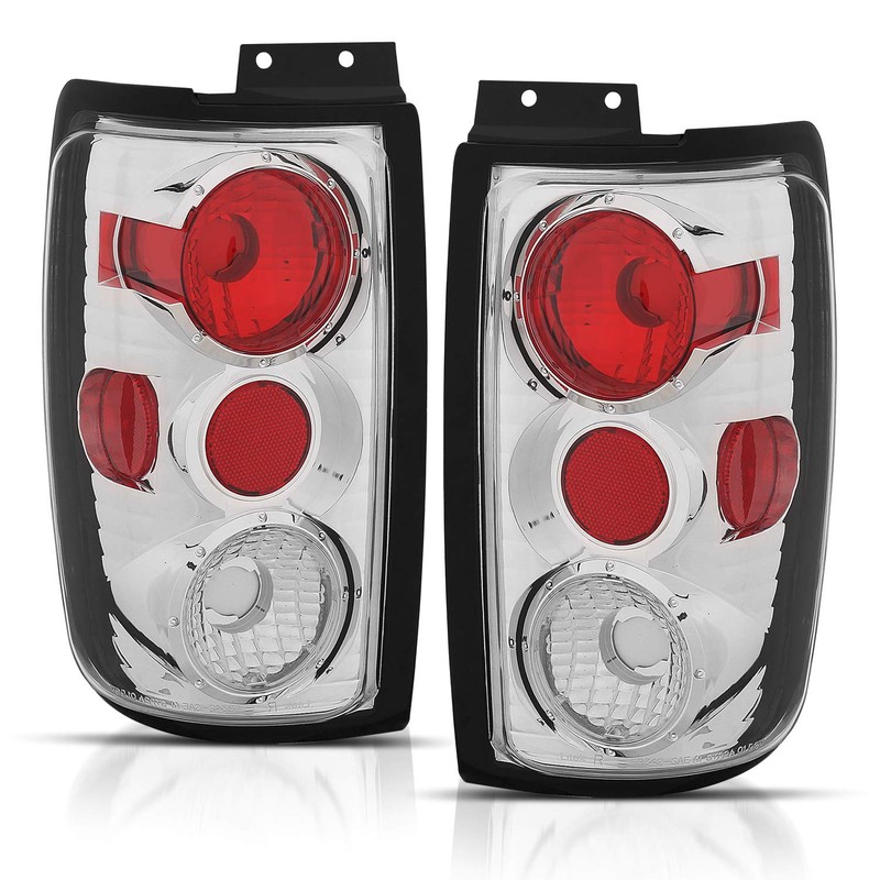 AmeriLite Chrome Replacement Brake Tail Lights Set For 1997-2002 Ford