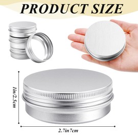 Bgtecho 60 Pack Aluminum Tin Cans, 2oz Metal Tins with Screw Lid, Aluminum Tin Jars, Round Tin Containers, Empty Metal Storage Tins, Small Tins for Lip Balm Cosmetic Lotion Bars Salve Spices Candles