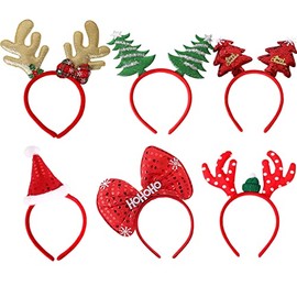 6Pcs Christmas Head Boppers Xmas Headbands for Christmas Headbands for Women Kids Adults Baby Girls Christmas Hairband Hair Bands Headwear Xmas Hats Christmas Hats Xmas Tree Reindeer Antlers Headband