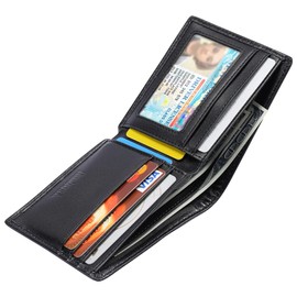 Hoobest RFID Blocking Genuine Leather Wallet, Men Slim Wallets with RFID Block Technology,Stop Electronic Pick Pocketing-RFID Blocking Wallet
