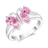 QUSIIOSLK 925 Sterling Silver Double Wing with Pink Cubic Zircon