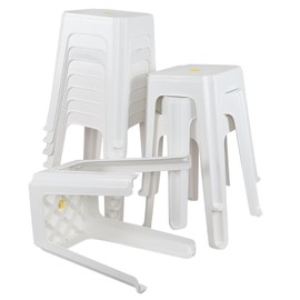 Kekow 12-Pack 18.7 inch Height Home Plastic Stool, Square Portable Stackable Plastic Seat Stool, White