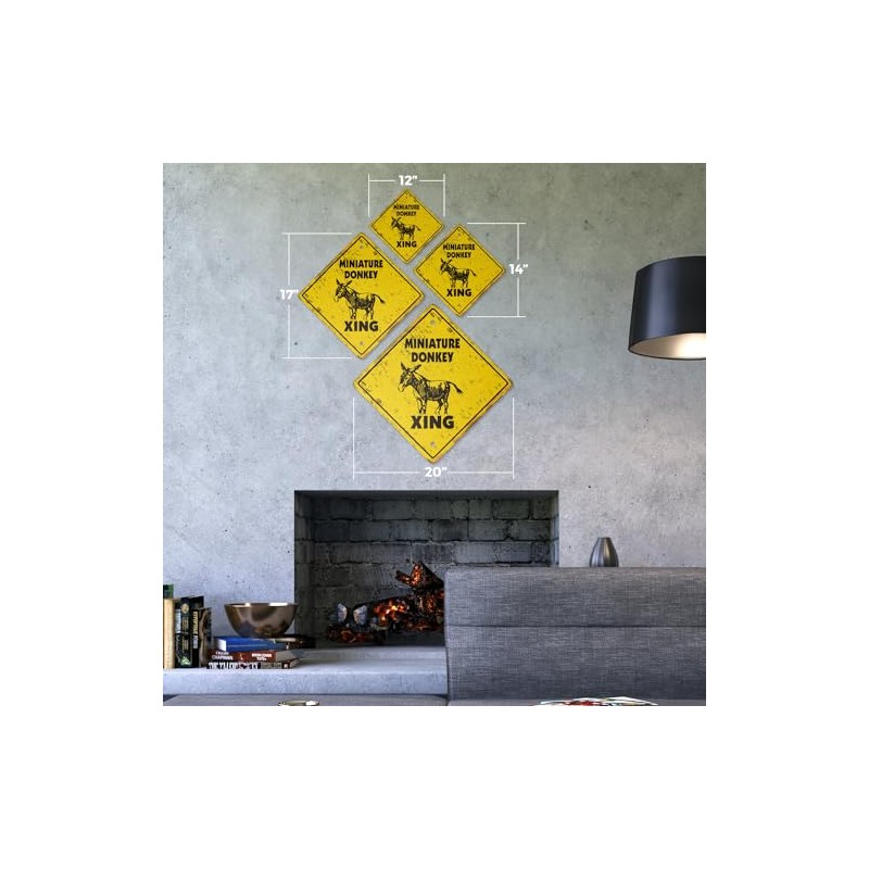 Miniature Donkey Vintage Crossing Sign Zone Xing | Indoor/Outdoor Plastic