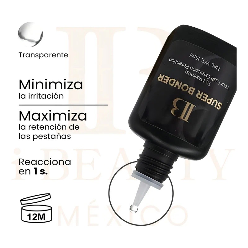 Super Bonder Ib Sellador Profesional Extensiones Pestañas Seda 15ml