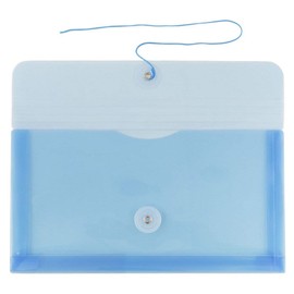 JAM PAPER - Sobres de plástico con botón y cierre de cordón - Folleto de negocios #10 - 5 1/4 x 10 - Azul - Paquete de 12