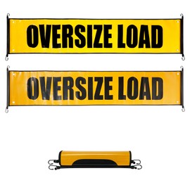 2 packs Oversize Load Signs for Trucks 18" x 84" Reflective Wide Load Banner with Heavy-Duty Bungee Cords for Escort Vehicles Cars and Trucks, Weatherproof Oversize Load Banner Warning Product