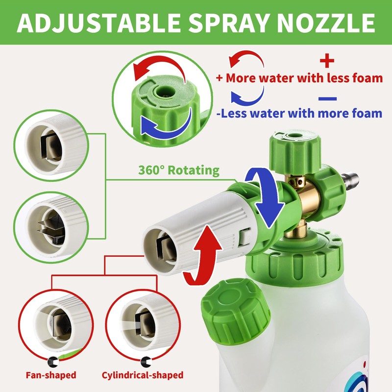 Foam Cannon for Pressure Washer with Dual Connector, Balabulala Car