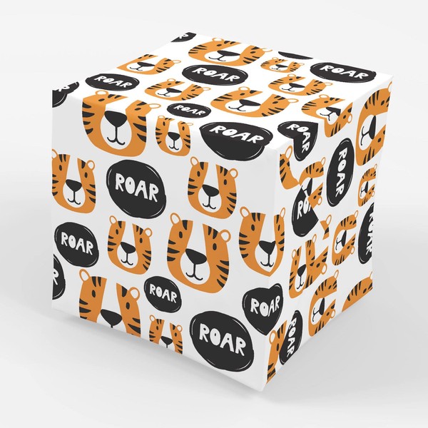 Stesha Party Tiger Wrapping Paper - Safari Gift Wrap - Folded Flat 30 x 20 Inch (3 Sheets)