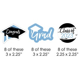Big Dot of Happiness Light Blue 2023 Graduation Party - DIY Shaped Cut-Outs - 24 Count