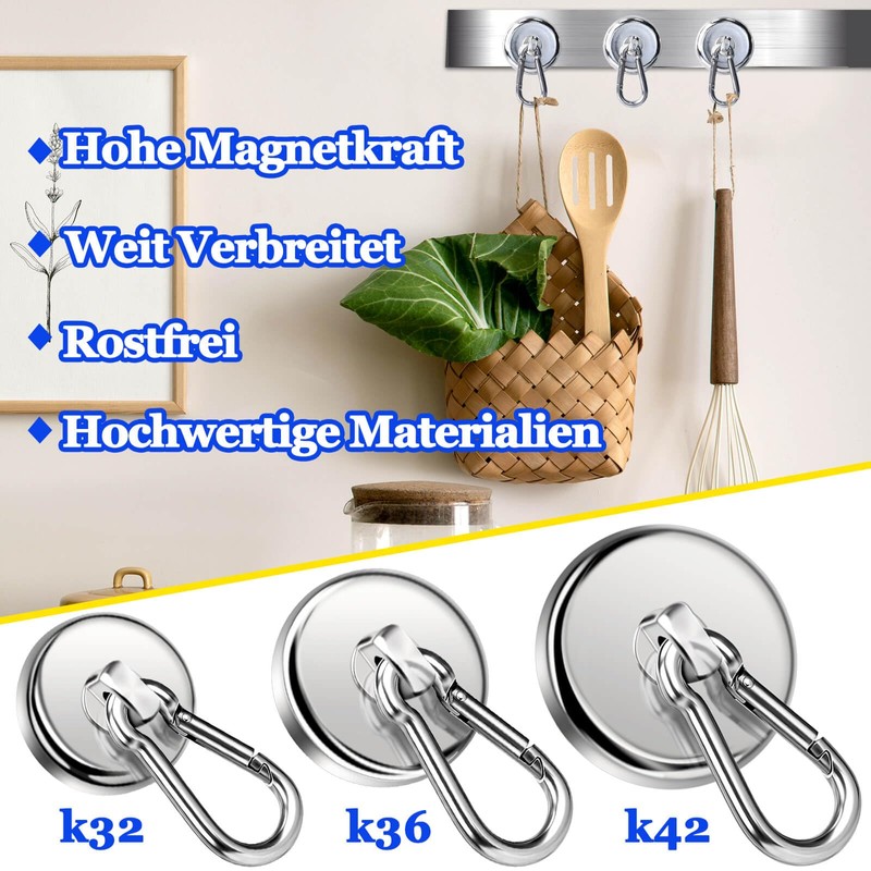 DGDUBRB Pack of 4 Magnetic Hooks, Extra Strong, 35 kg